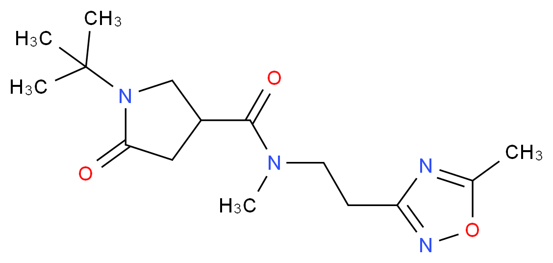 1-tert-butyl-N-methyl-N-[2-(5-methyl-1,2,4-oxadiazol-3-yl)ethyl]-5-oxo-3-pyrrolidinecarboxamide_分子结构_CAS_)