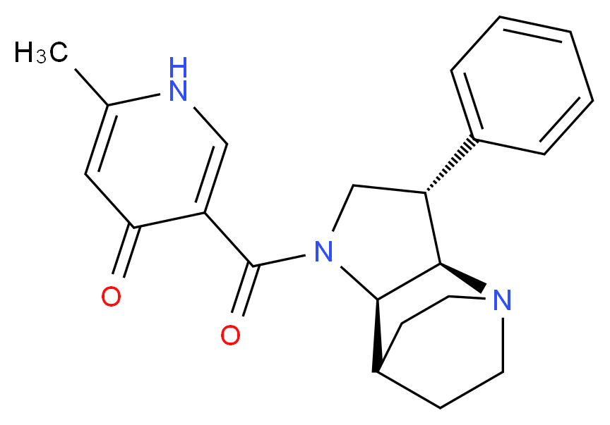 2-methyl-5-{[(2R*,3S*,6R*)-3-phenyl-1,5-diazatricyclo[5.2.2.0~2,6~]undec-5-yl]carbonyl}-4(1H)-pyridinone_分子结构_CAS_)