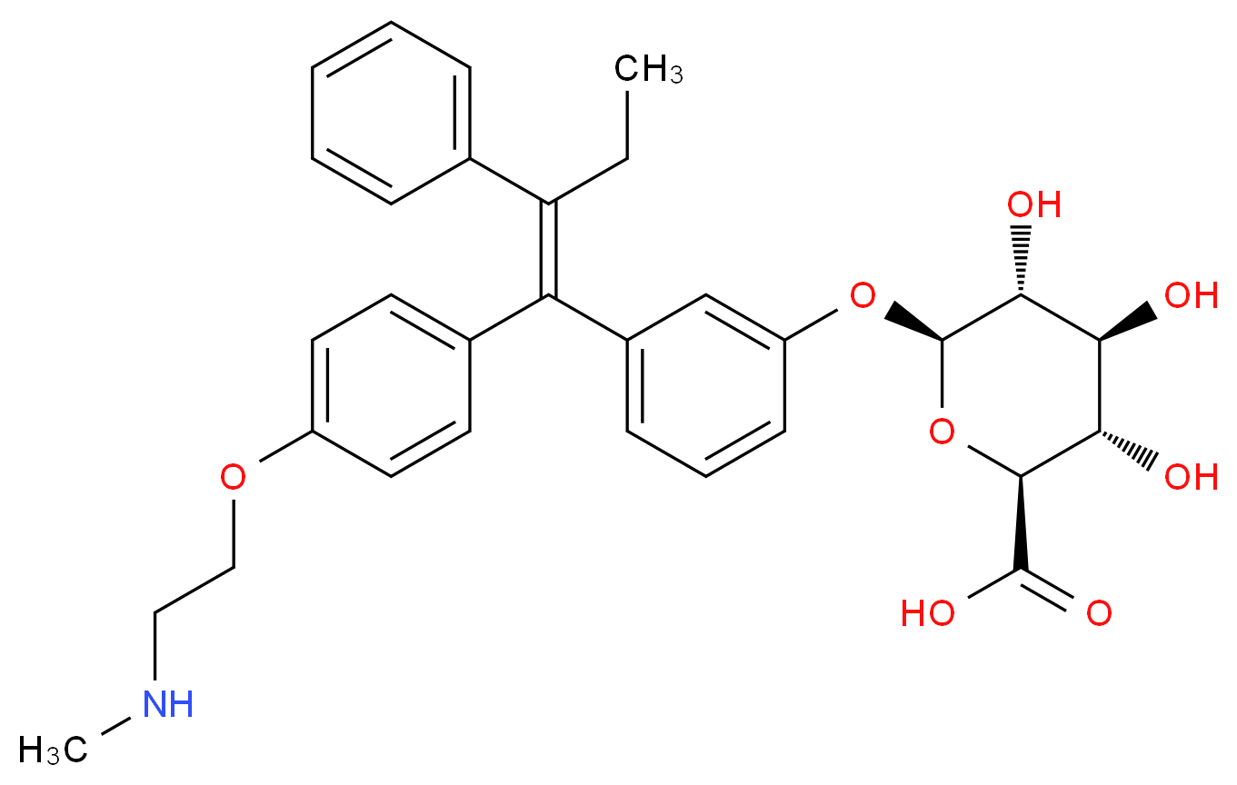 N-Desmethyl-3-hydroxy Tamoxifen O-β-D-Glucuronide_分子结构_CAS_206440-83-7)