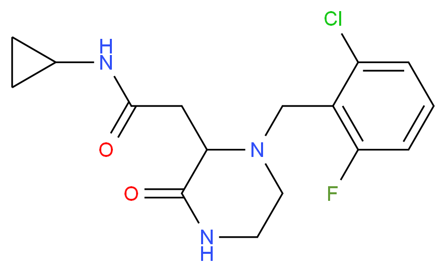 2-[1-(2-chloro-6-fluorobenzyl)-3-oxo-2-piperazinyl]-N-cyclopropylacetamide_分子结构_CAS_)