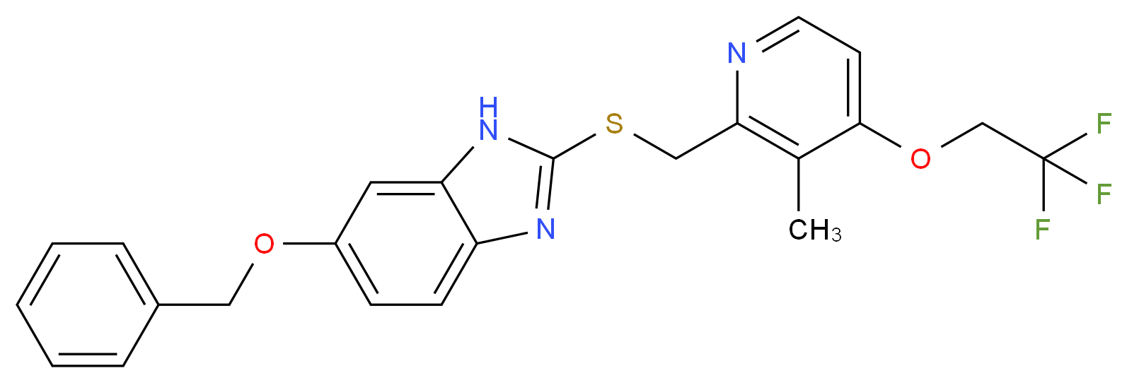 2-[[[3-Methyl-4-(2,2,2-trifluoroethoxy)-2-pyridyl]methyl]thio]-5-benzyloxy-1H-benzimidazole_分子结构_CAS_1076198-61-2)