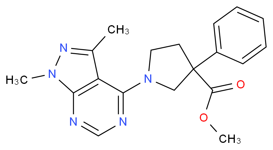 methyl 1-(1,3-dimethyl-1H-pyrazolo[3,4-d]pyrimidin-4-yl)-3-phenyl-3-pyrrolidinecarboxylate_分子结构_CAS_)