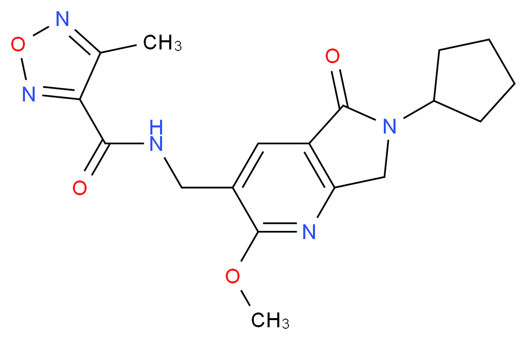 N-[(6-cyclopentyl-2-methoxy-5-oxo-6,7-dihydro-5H-pyrrolo[3,4-b]pyridin-3-yl)methyl]-4-methyl-1,2,5-oxadiazole-3-carboxamide_分子结构_CAS_)