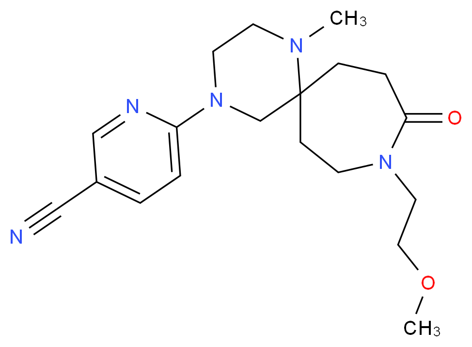 6-[9-(2-methoxyethyl)-1-methyl-10-oxo-1,4,9-triazaspiro[5.6]dodec-4-yl]nicotinonitrile_分子结构_CAS_)