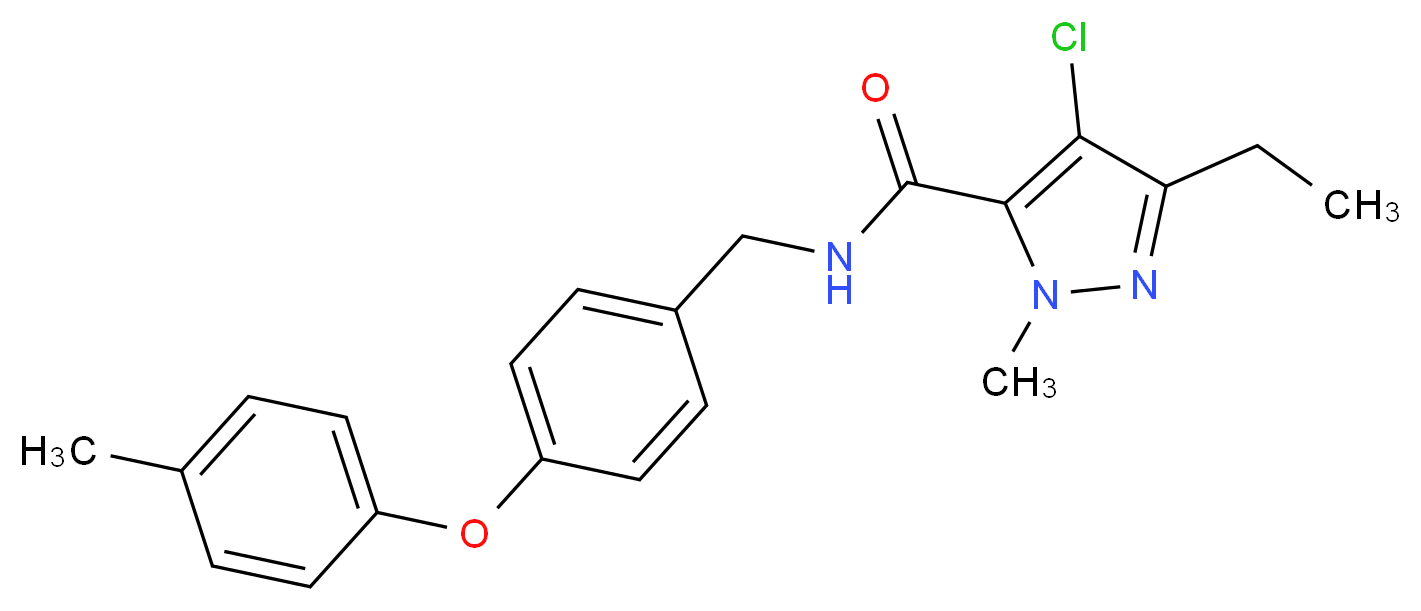 4-chloro-3-ethyl-1-methyl-N-{[4-(4-methylphenoxy)phenyl]methyl}-1H-pyrazole-5-carboxamide_分子结构_CAS_129558-76-5