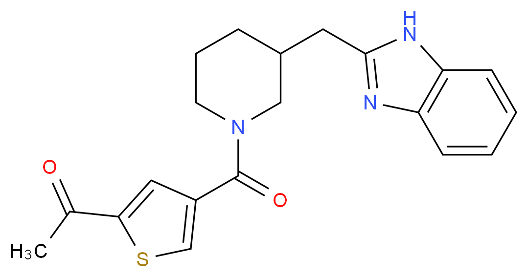 1-(4-{[3-(1H-benzimidazol-2-ylmethyl)-1-piperidinyl]carbonyl}-2-thienyl)ethanone_分子结构_CAS_)