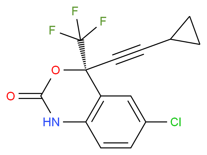 (-)-6-CHLORO-4-CYCLOPROPYLETHYNYL-4-TRIFLUOROMETHYL-1,4-DIHYDRO-2H-3,1-BENZOXAZIN-2-ONE_分子结构_CAS_)