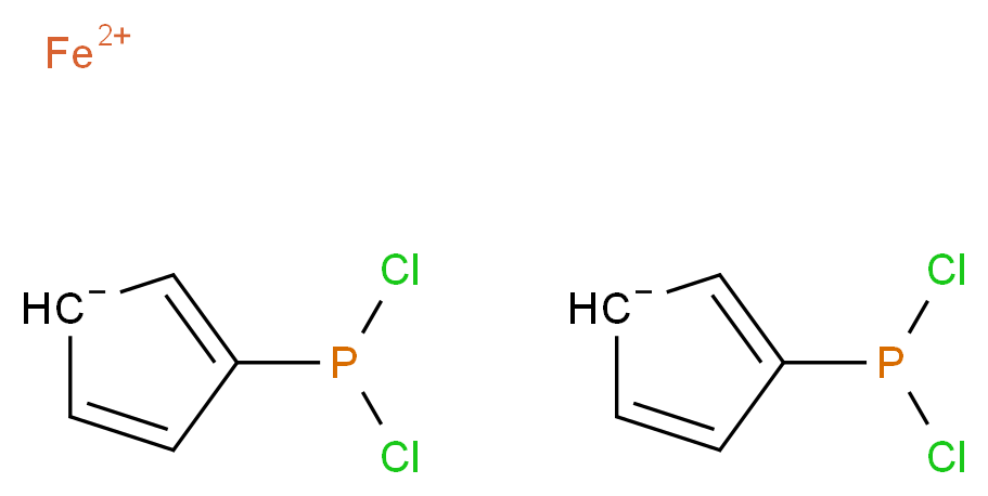 λ<sup>2</sup>-iron(2+) ion bis(3-(dichlorophosphanyl)cyclopenta-2,4-dien-1-ide)_分子结构_CAS_142691-70-1