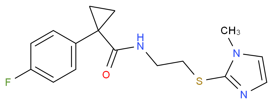 1-(4-fluorophenyl)-N-{2-[(1-methyl-1H-imidazol-2-yl)thio]ethyl}cyclopropanecarboxamide_分子结构_CAS_)