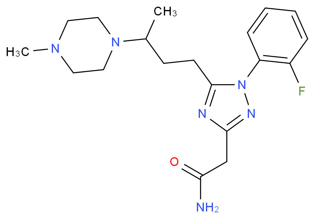 2-{1-(2-fluorophenyl)-5-[3-(4-methylpiperazin-1-yl)butyl]-1H-1,2,4-triazol-3-yl}acetamide_分子结构_CAS_)