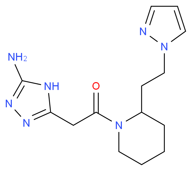 5-(2-oxo-2-{2-[2-(1H-pyrazol-1-yl)ethyl]piperidin-1-yl}ethyl)-4H-1,2,4-triazol-3-amine_分子结构_CAS_)