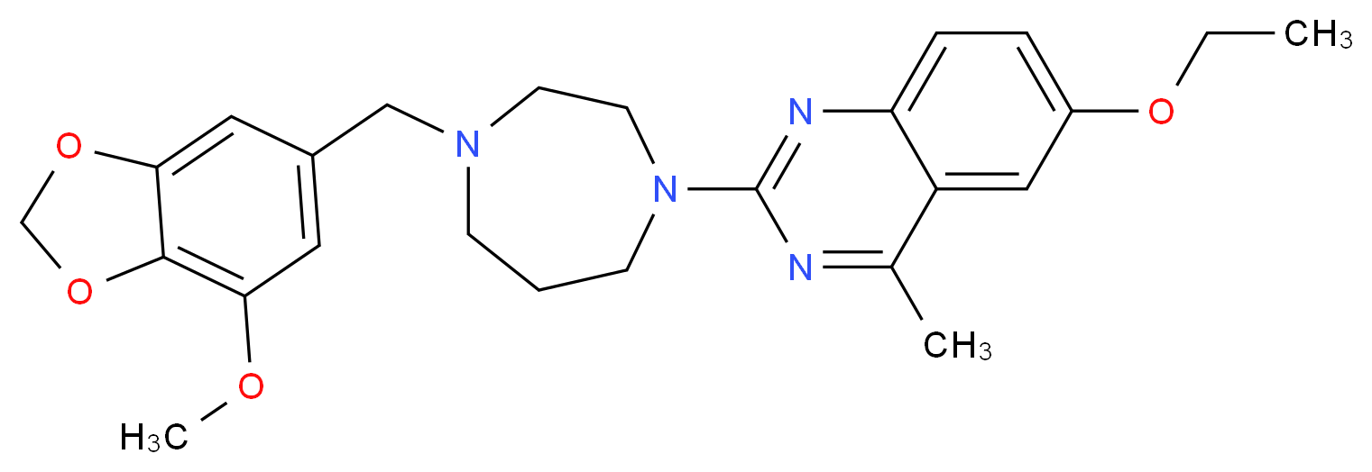 6-ethoxy-2-{4-[(7-methoxy-1,3-benzodioxol-5-yl)methyl]-1,4-diazepan-1-yl}-4-methylquinazoline_分子结构_CAS_)