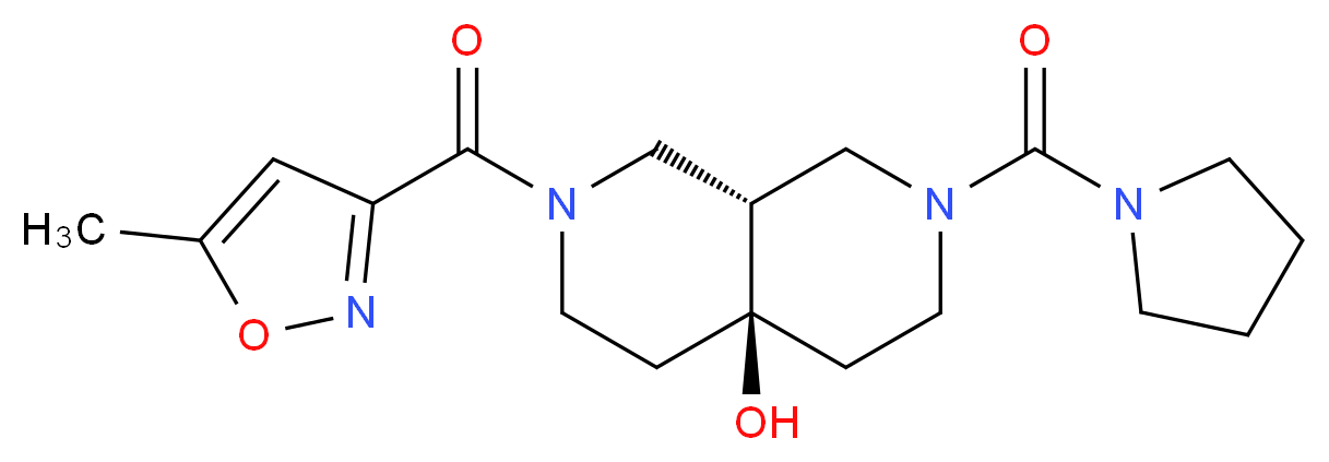 (4aR*,8aR*)-2-[(5-methylisoxazol-3-yl)carbonyl]-7-(pyrrolidin-1-ylcarbonyl)octahydro-2,7-naphthyridin-4a(2H)-ol_分子结构_CAS_)