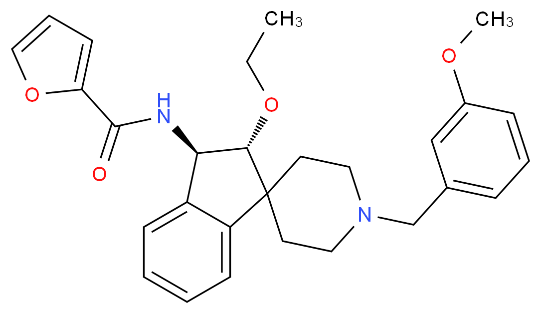 N-[(2R*,3R*)-2-ethoxy-1'-(3-methoxybenzyl)-2,3-dihydrospiro[indene-1,4'-piperidin]-3-yl]-2-furamide_分子结构_CAS_)