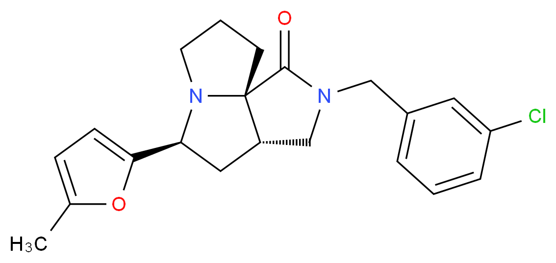 (3aS*,5S*,9aS*)-2-(3-chlorobenzyl)-5-(5-methyl-2-furyl)hexahydro-7H-pyrrolo[3,4-g]pyrrolizin-1(2H)-one_分子结构_CAS_)