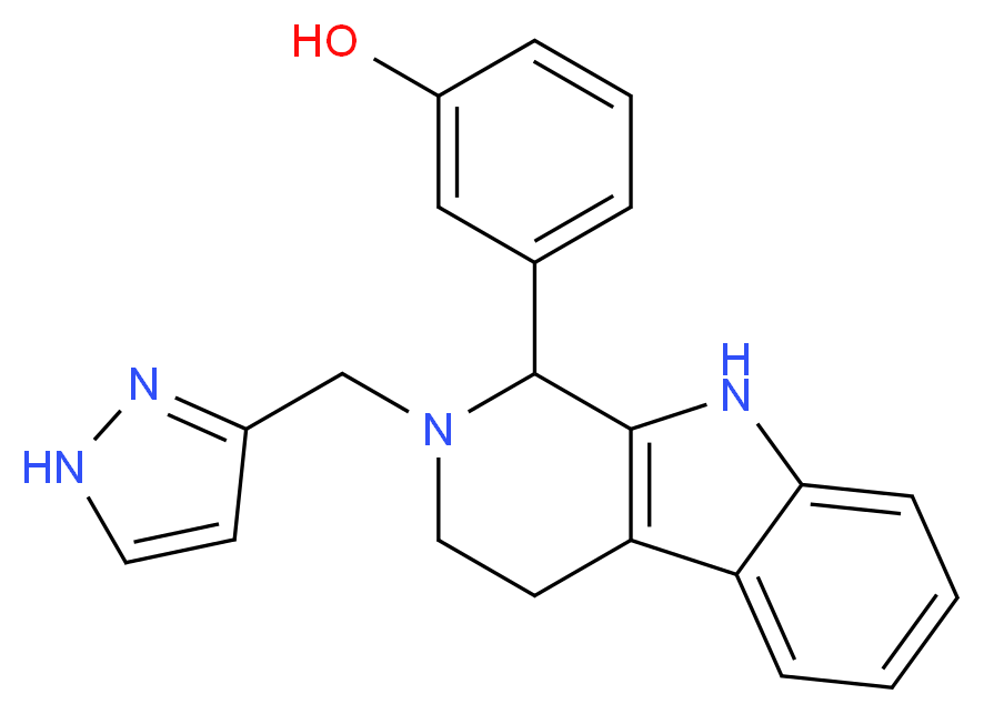 3-[2-(1H-pyrazol-3-ylmethyl)-2,3,4,9-tetrahydro-1H-beta-carbolin-1-yl]phenol_分子结构_CAS_)