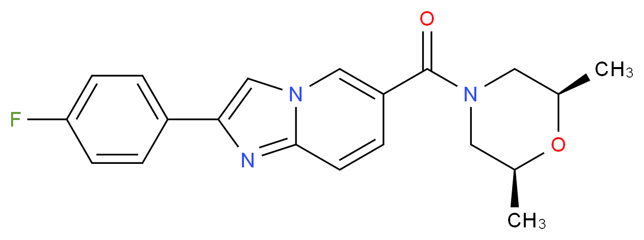 6-{[(2R*,6S*)-2,6-dimethylmorpholin-4-yl]carbonyl}-2-(4-fluorophenyl)imidazo[1,2-a]pyridine_分子结构_CAS_)