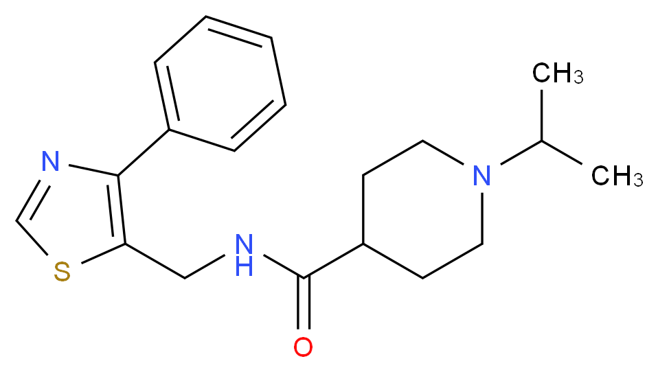 1-isopropyl-N-[(4-phenyl-1,3-thiazol-5-yl)methyl]piperidine-4-carboxamide_分子结构_CAS_)