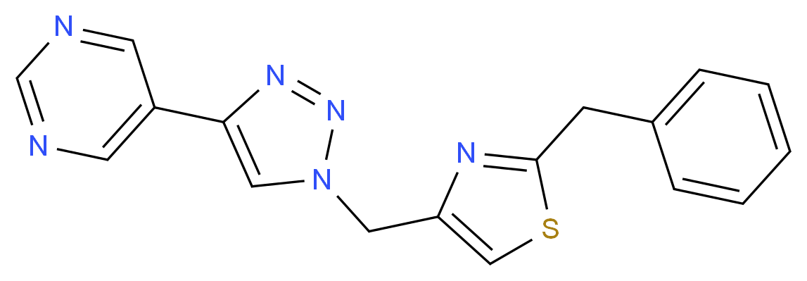 5-{1-[(2-benzyl-1,3-thiazol-4-yl)methyl]-1H-1,2,3-triazol-4-yl}pyrimidine_分子结构_CAS_)