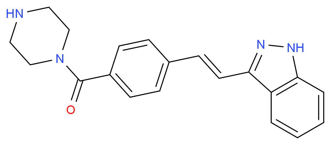 3-[(E)-2-[4-(piperazine-1-carbonyl)phenyl]ethenyl]-1H-indazole_分子结构_CAS_1000669-72-6