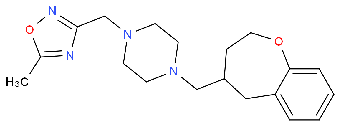 1-[(5-methyl-1,2,4-oxadiazol-3-yl)methyl]-4-(2,3,4,5-tetrahydro-1-benzoxepin-4-ylmethyl)piperazine_分子结构_CAS_)