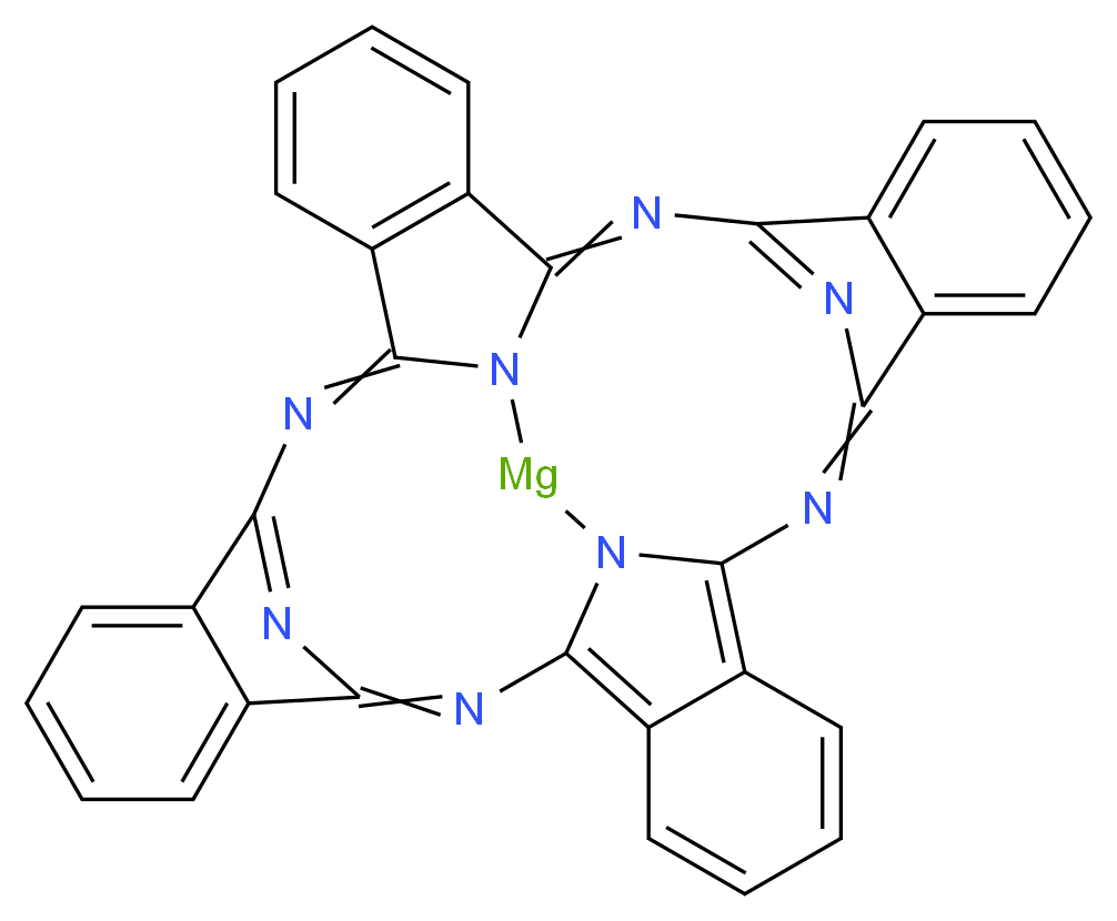 9,18,27,36,37,39,40,41-octaaza-38-magnesadecacyclo[17.17.3.1^{10,17}.1^{28,35}.0^{2,7}.0^{8,37}.0^{11,16}.0^{20,25}.0^{26,39}.0^{29,34}]hentetraconta-1,3,5,7,9,11,13,15,17(41),18,20,22,24,26,28(40),29,31,33,35-nonadecaene_分子结构_CAS_1661-03-6