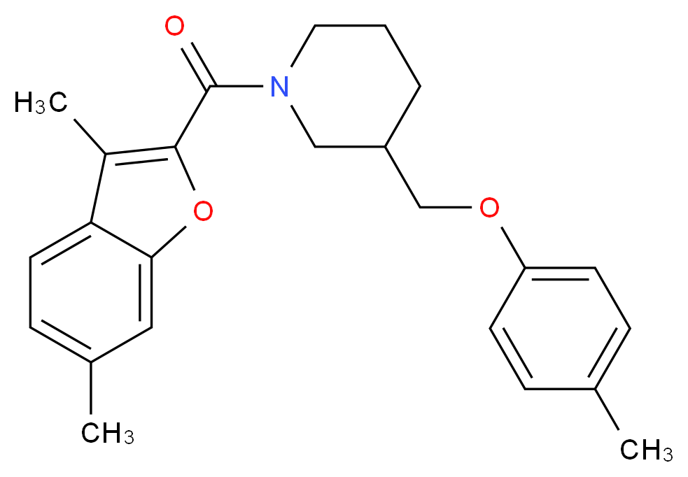 1-[(3,6-dimethyl-1-benzofuran-2-yl)carbonyl]-3-[(4-methylphenoxy)methyl]piperidine_分子结构_CAS_)