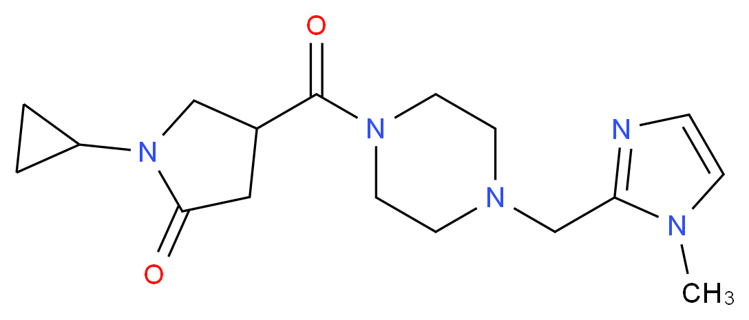 1-cyclopropyl-4-({4-[(1-methyl-1H-imidazol-2-yl)methyl]-1-piperazinyl}carbonyl)-2-pyrrolidinone_分子结构_CAS_)