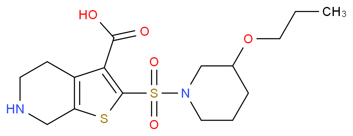 2-[(3-propoxypiperidin-1-yl)sulfonyl]-4,5,6,7-tetrahydrothieno[2,3-c]pyridine-3-carboxylic acid_分子结构_CAS_)