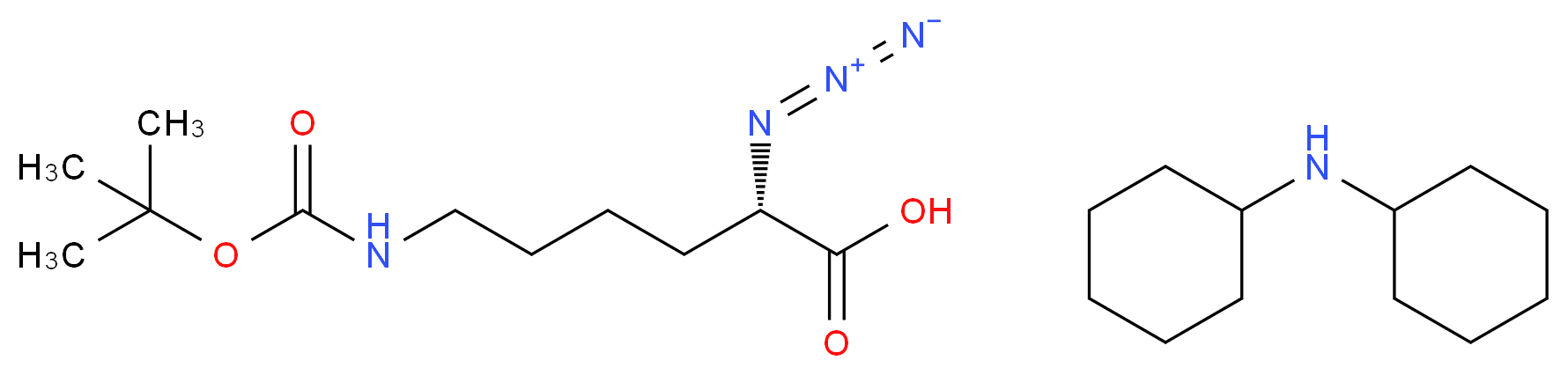 (S)-(-)-2-叠氮-6-(叔丁氧羰基-氨基)己酸 二环己基铵盐_分子结构_CAS_333366-32-8(freeacid))