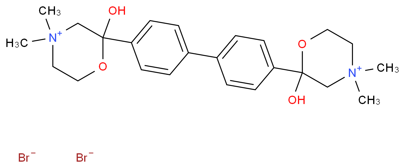 2-hydroxy-2-{4-[4-(2-hydroxy-4,4-dimethylmorpholin-4-ium-2-yl)phenyl]phenyl}-4,4-dimethylmorpholin-4-ium dibromide_分子结构_CAS_312-45-8