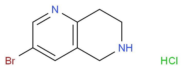 3-Bromo-5,6,7,8-tetrahydro-1,6-naphthyridine hydrochloride_分子结构_CAS_1159010-96-4)