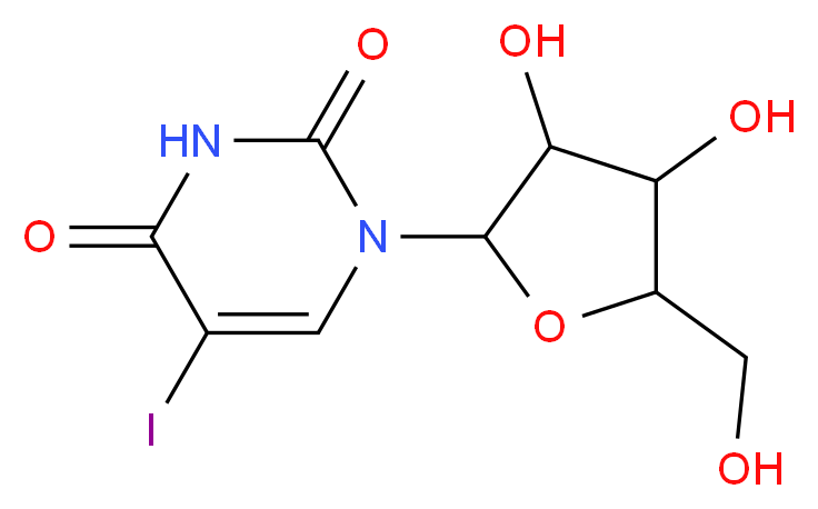 1-[3,4-dihydroxy-5-(hydroxymethyl)oxolan-2-yl]-5-iodo-1,2,3,4-tetrahydropyrimidine-2,4-dione_分子结构_CAS_1024-99-3