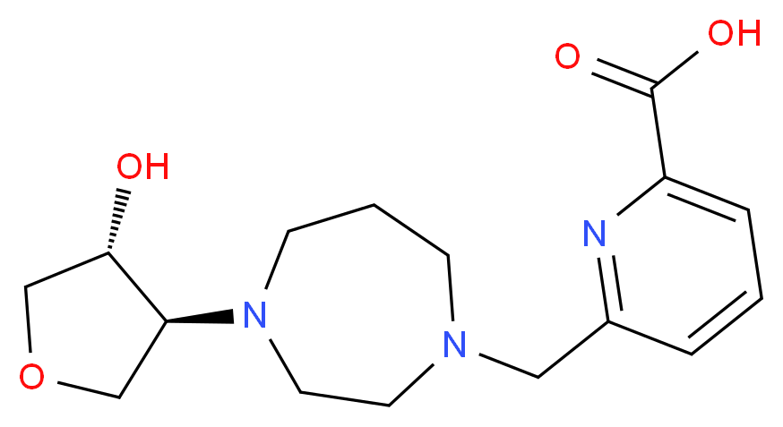 6-({4-[(3S*,4R*)-4-hydroxytetrahydrofuran-3-yl]-1,4-diazepan-1-yl}methyl)pyridine-2-carboxylic acid_分子结构_CAS_)