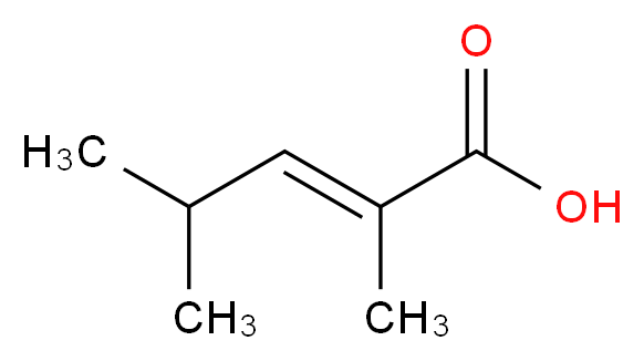 2,4-二甲基-2-戊烯酸,主要为反式_分子结构_CAS_66634-97-7)