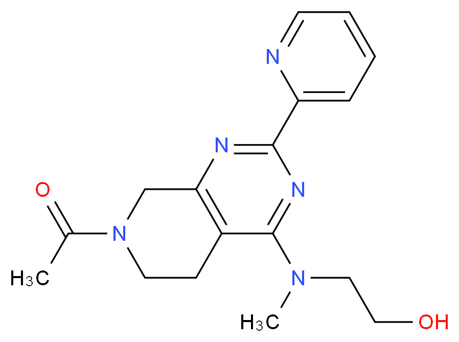 2-[(7-acetyl-2-pyridin-2-yl-5,6,7,8-tetrahydropyrido[3,4-d]pyrimidin-4-yl)(methyl)amino]ethanol_分子结构_CAS_)