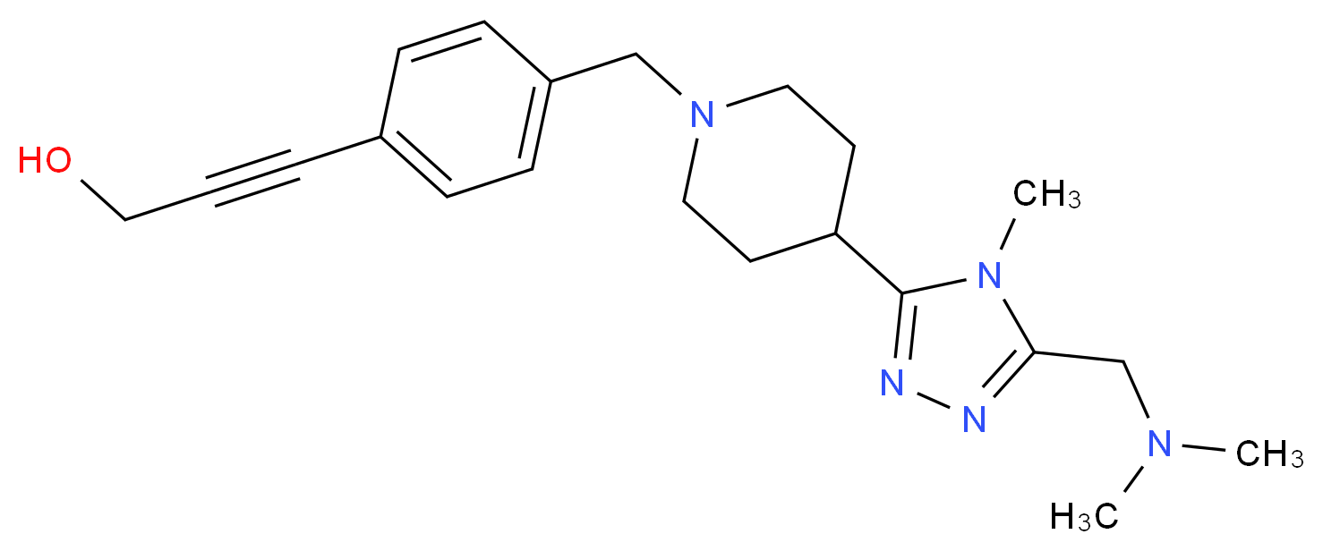 3-{4-[(4-{5-[(dimethylamino)methyl]-4-methyl-4H-1,2,4-triazol-3-yl}piperidin-1-yl)methyl]phenyl}prop-2-yn-1-ol_分子结构_CAS_)