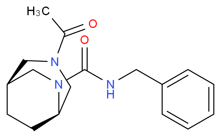(1S*,5R*)-3-acetyl-N-benzyl-3,6-diazabicyclo[3.2.2]nonane-6-carboxamide_分子结构_CAS_)