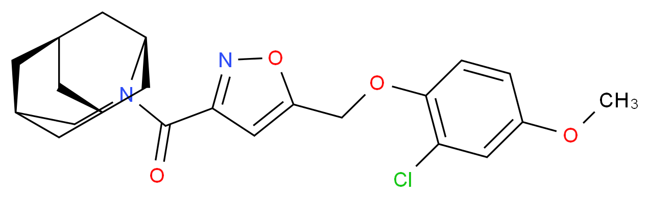 (1R*,3S*,6R*,8S*)-4-({5-[(2-chloro-4-methoxyphenoxy)methyl]-3-isoxazolyl}carbonyl)-4-azatricyclo[4.3.1.1~3,8~]undecane_分子结构_CAS_)
