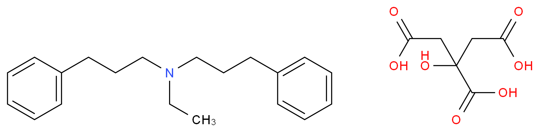 2-hydroxypropane-1,2,3-tricarboxylic acid; ethylbis(3-phenylpropyl)amine_分子结构_CAS_5560-59-8