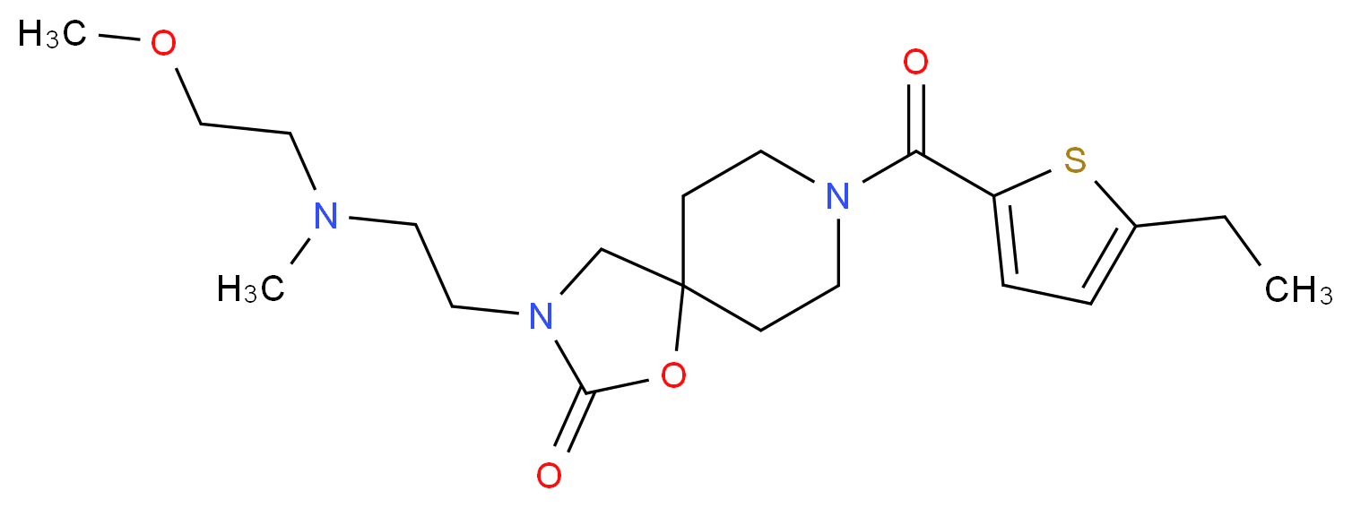 8-[(5-ethyl-2-thienyl)carbonyl]-3-{2-[(2-methoxyethyl)(methyl)amino]ethyl}-1-oxa-3,8-diazaspiro[4.5]decan-2-one_分子结构_CAS_)