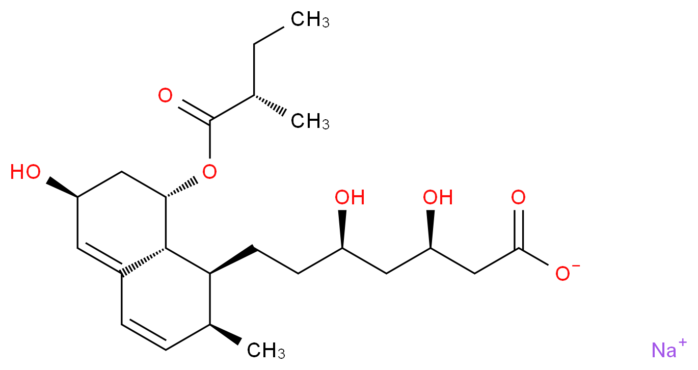 sodium (3R,5R)-7-[(1S,2S,6S,8S,8aR)-6-hydroxy-2-methyl-8-{[(2S)-2-methylbutanoyl]oxy}-1,2,6,7,8,8a-hexahydronaphthalen-1-yl]-3,5-dihydroxyheptanoate_分子结构_CAS_81131-70-6