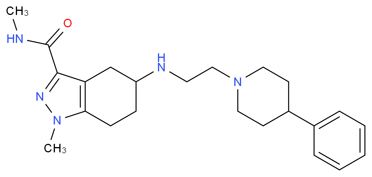 N,1-dimethyl-5-{[2-(4-phenyl-1-piperidinyl)ethyl]amino}-4,5,6,7-tetrahydro-1H-indazole-3-carboxamide_分子结构_CAS_)