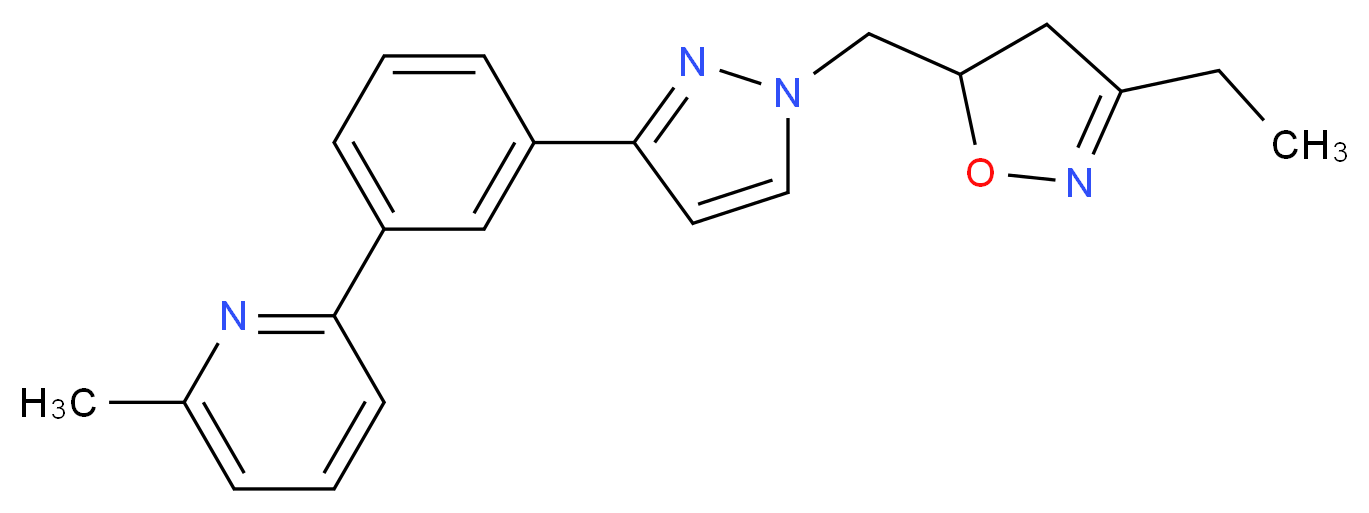 2-(3-{1-[(3-ethyl-4,5-dihydro-5-isoxazolyl)methyl]-1H-pyrazol-3-yl}phenyl)-6-methylpyridine_分子结构_CAS_)