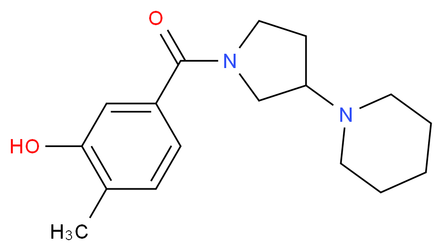 2-methyl-5-[(3-piperidin-1-ylpyrrolidin-1-yl)carbonyl]phenol_分子结构_CAS_)
