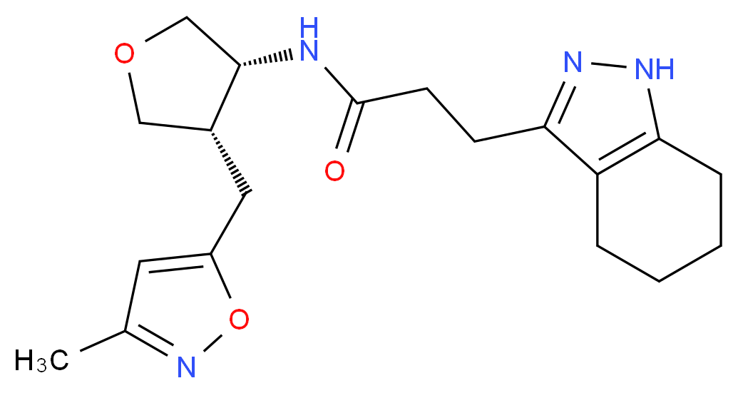 N-{(3R*,4S*)-4-[(3-methylisoxazol-5-yl)methyl]tetrahydrofuran-3-yl}-3-(4,5,6,7-tetrahydro-1H-indazol-3-yl)propanamide_分子结构_CAS_)