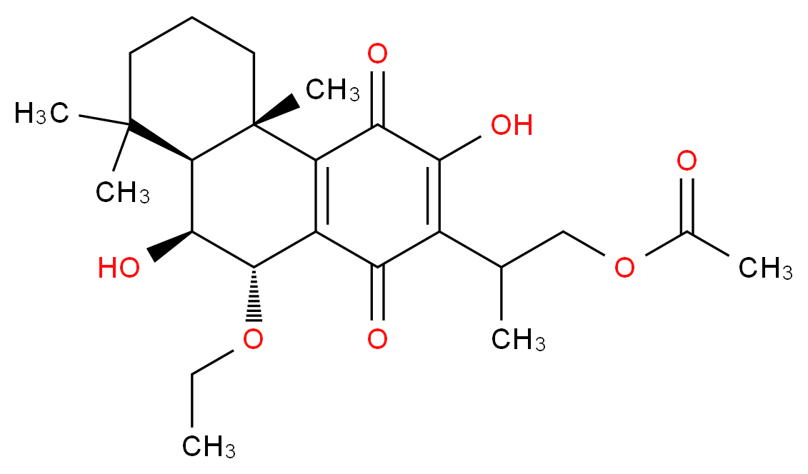 2-[(4bS,8aS,9S,10S)-10-ethoxy-3,9-dihydroxy-4b,8,8-trimethyl-1,4-dioxo-1,4,4b,5,6,7,8,8a,9,10-decahydrophenanthren-2-yl]propyl acetate_分子结构_CAS_120462-46-6