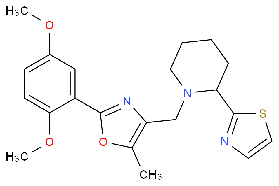 1-{[2-(2,5-dimethoxyphenyl)-5-methyl-1,3-oxazol-4-yl]methyl}-2-(1,3-thiazol-2-yl)piperidine_分子结构_CAS_)