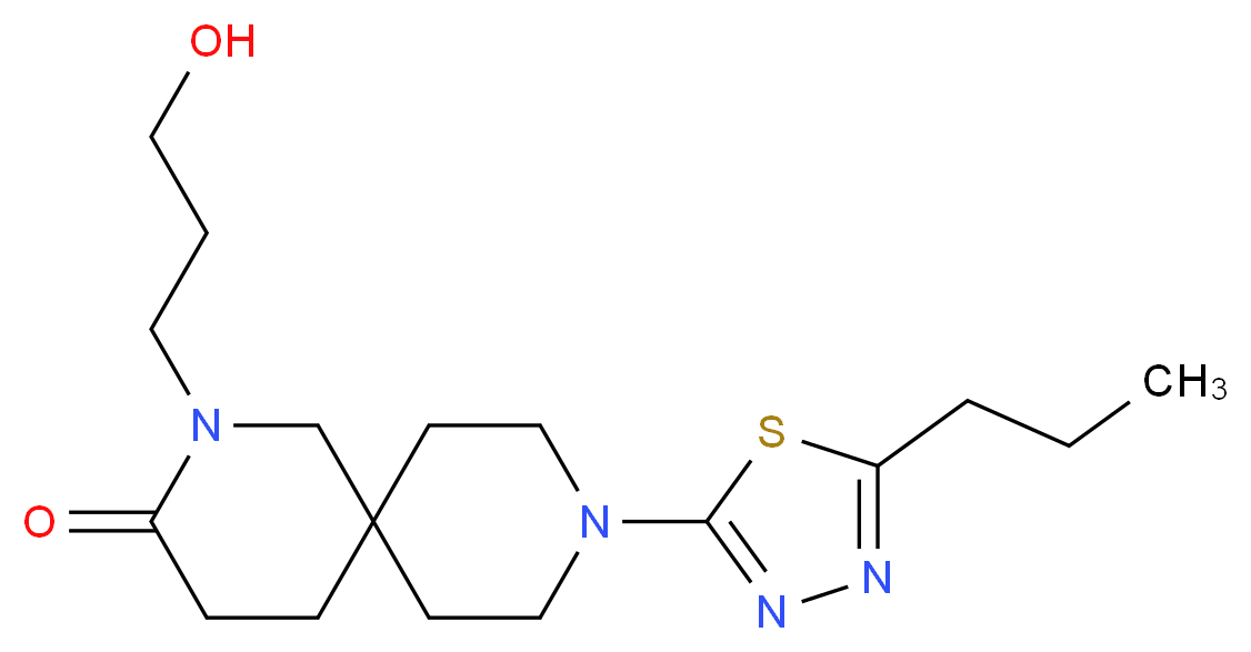 2-(3-hydroxypropyl)-9-(5-propyl-1,3,4-thiadiazol-2-yl)-2,9-diazaspiro[5.5]undecan-3-one_分子结构_CAS_)