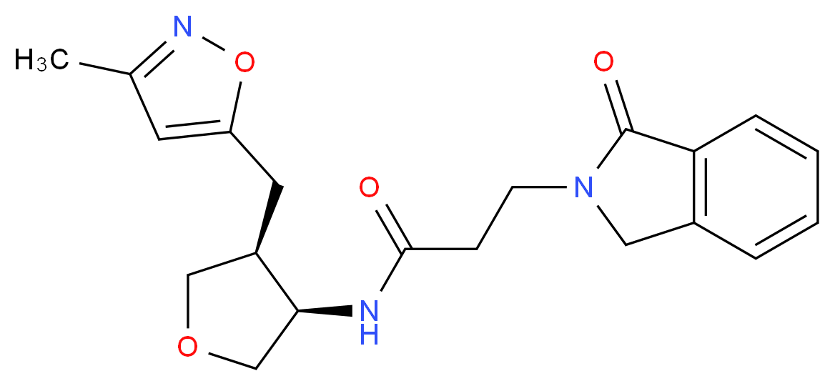 N-{(3R*,4S*)-4-[(3-methylisoxazol-5-yl)methyl]tetrahydrofuran-3-yl}-3-(1-oxo-1,3-dihydro-2H-isoindol-2-yl)propanamide_分子结构_CAS_)